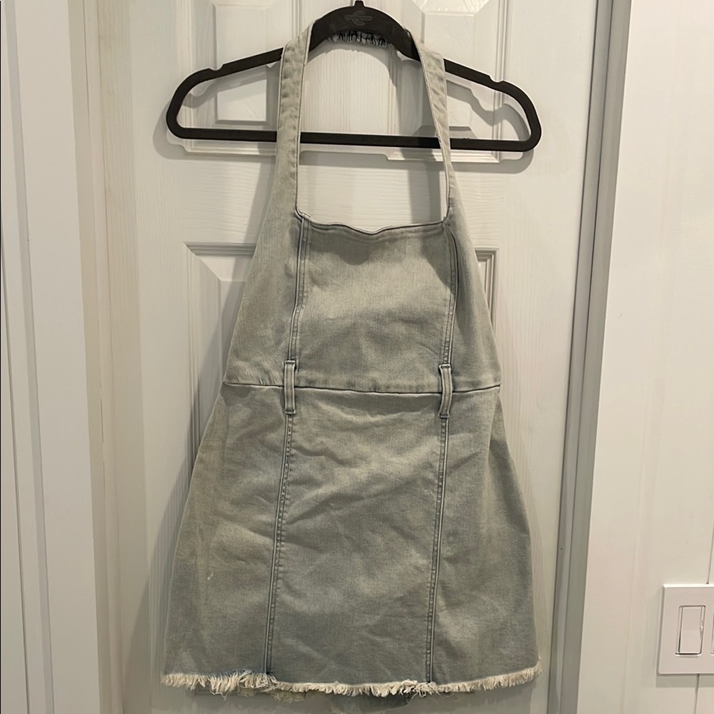 Show Me Your MuMu Denim Halter Dress size L